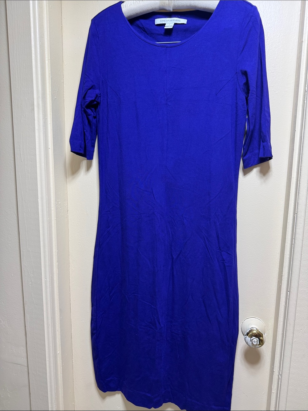 Diane Von Furstenberg Cobalt Blue Midi Scoop Neck Dress